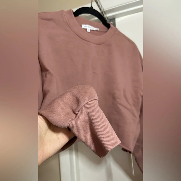 NWT Good American Cropped Sweatshirt Dark Pink or Mauve Size 0 (XS) - Picture 7 of 9
